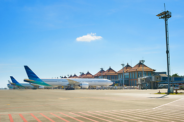 Image showing Bali airport with many airplanes