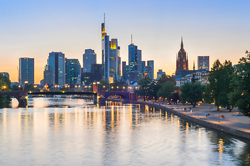 Image showing illuminated Frankfurt downtown, Germany