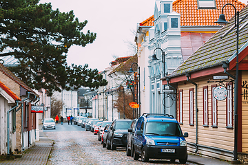 Image showing Kuressaare, Estonia. Famous Old Buildings Houses In Kauba Street.