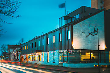 Image showing Kuressaare, Saaremaa, Estonia. Night View Of shopping centre in night Illuminations