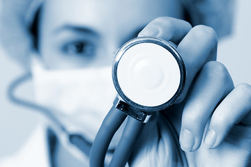 Image showing Young doctor with stethoscope.