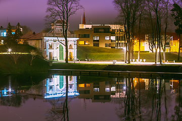 Image showing Parnu, Estonia. Tallinn Gate Is Historical Fortification Of Parnu. 17th Century Gate. Night View