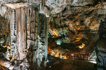 Image showing Nerja, Spain. Cuevas De Nerja - Famous Caves. Natural Landmark And One Of The Top Tourist Attractions In Spain. Different Rocks, Stalactites And Stalagmites In Nerja Caves