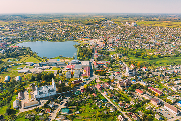 Image showing Braslav, Braslaw District, Vitebsk Voblast, Belarus. Aerial View Of Town. Famous Lakes