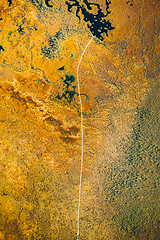 Image showing Miory District, Vitebsk Region, Belarus. The Yelnya Swamp. Upland And Transitional Bogs With Numerous Lakes. Elevated Aerial View Of Yelnya Nature Reserve Landscape. Famous Natural Landmark