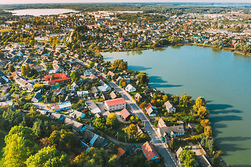 Image showing Braslav, Braslaw District, Belarus. Aerial View Of Town. Famous Lakes