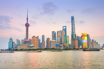 Image showing Colorful sunset over Shanghai