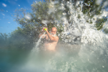 Image showing water battle at the summer lake