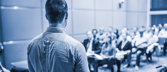 Image showing Speaker Giving a Talk at Business Conference and Presentation.