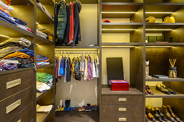 Image showing Large luxury men\'s wardrobe