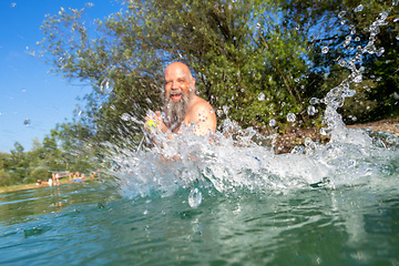 Image showing water battle at the summer lake