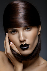 Image showing beautiful girl with black lips