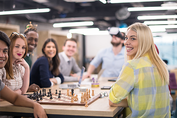 Image showing Young Multiethnic Business team using virtual reality headset