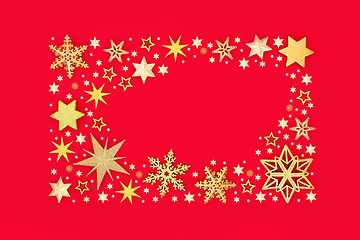 Image showing Christmas Background Border with Stars and Snowflakes