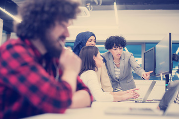 Image showing young multiethnics team of software developers working together