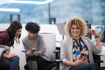 Image showing Portrait of young successful female software developer