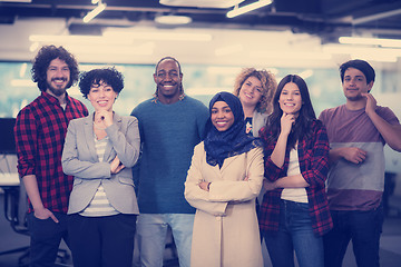 Image showing portrait of young excited multiethnics business team