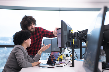 Image showing software developers couple writing programming code