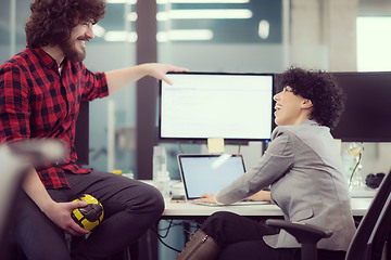 Image showing software developers couple writing programming code