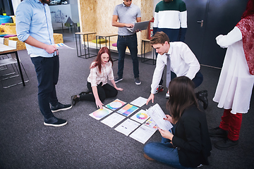 Image showing redhead businesswoman having meeting with Multiethnic startup bu