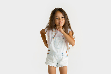 Image showing Portrait of little girl isolated on white studio background