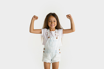 Image showing Portrait of little girl isolated on white studio background