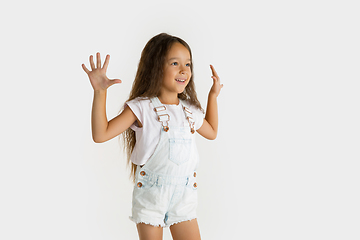 Image showing Portrait of little girl isolated on white studio background