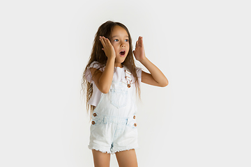 Image showing Portrait of little girl isolated on white studio background