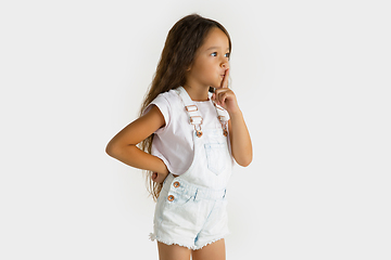 Image showing Portrait of little girl isolated on white studio background