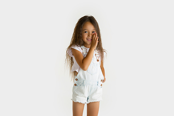 Image showing Portrait of little girl isolated on white studio background