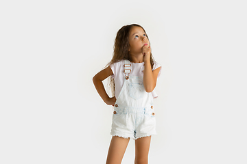 Image showing Portrait of little girl isolated on white studio background