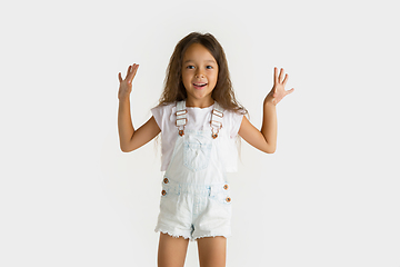 Image showing Portrait of little girl isolated on white studio background