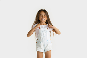 Image showing Portrait of little girl isolated on white studio background
