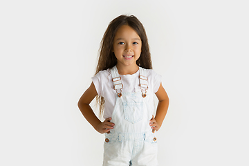 Image showing Portrait of little girl isolated on white studio background