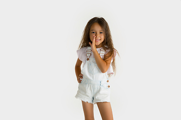 Image showing Portrait of little girl isolated on white studio background