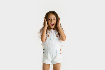 Image showing Portrait of little girl isolated on white studio background