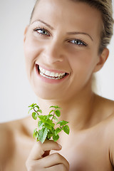 Image showing female with fresh herbs