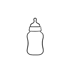 Image showing Feeding bottle for newborn hand drawn outline doodle icon.