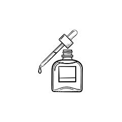 Image showing Essential oil and pipette hand drawn sketch icon.