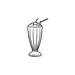Image showing Milk cocktail in tall glass hand drawn sketch icon