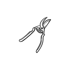 Image showing Garden pruner hand drawn sketch icon.