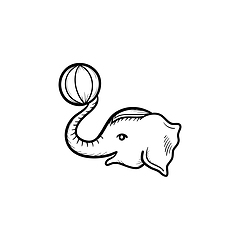 Image showing Circus elephant hand drawn sketch icon.