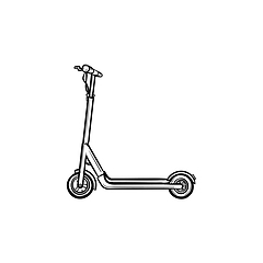 Image showing Kick scooter hand drawn sketch icon.