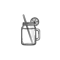 Image showing Glass jars of cocktail hand drawn sketch icon.