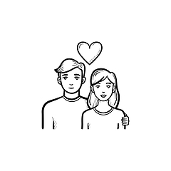 Image showing Couple in love hand drawn sketch icon.