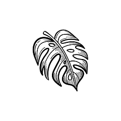 Image showing Palm leaf hand drawn sketch icon.