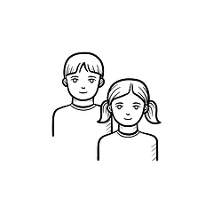 Image showing Girl and boy hand drawn sketch icon.