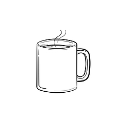 Image showing Mug of hot drink hand drawn sketch icon.