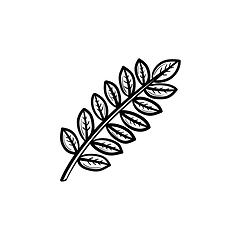 Image showing Leaves on branch hand drawn sketch icon.