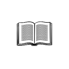 Image showing Open student book hand drawn sketch icon.